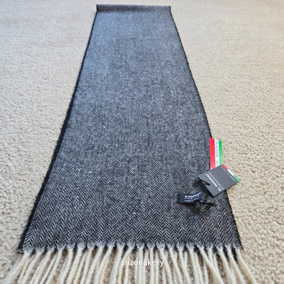 NWT Wool/Cashmere Blend Herringbone Black White Italy Il Moro Firenze - Picture 8 of 13